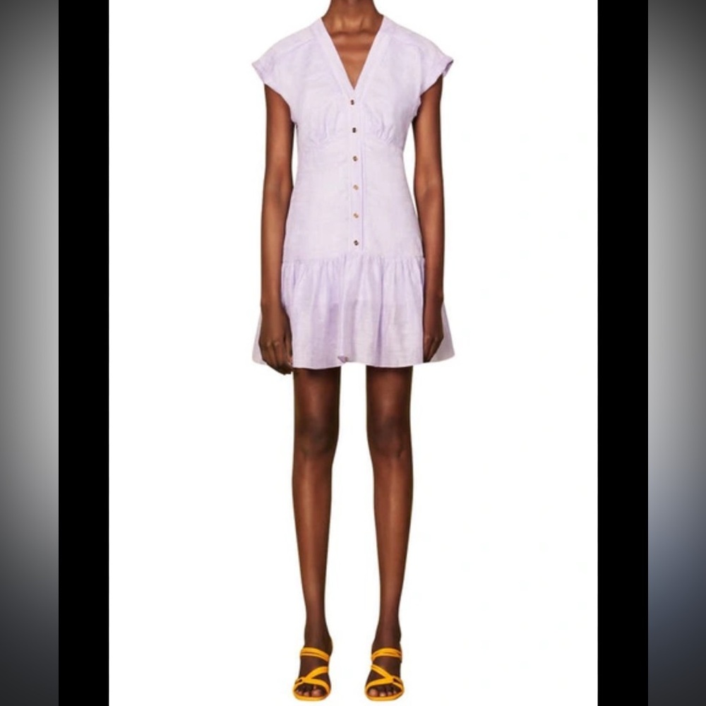 Sandro Lilac Button-Front Mini Dress